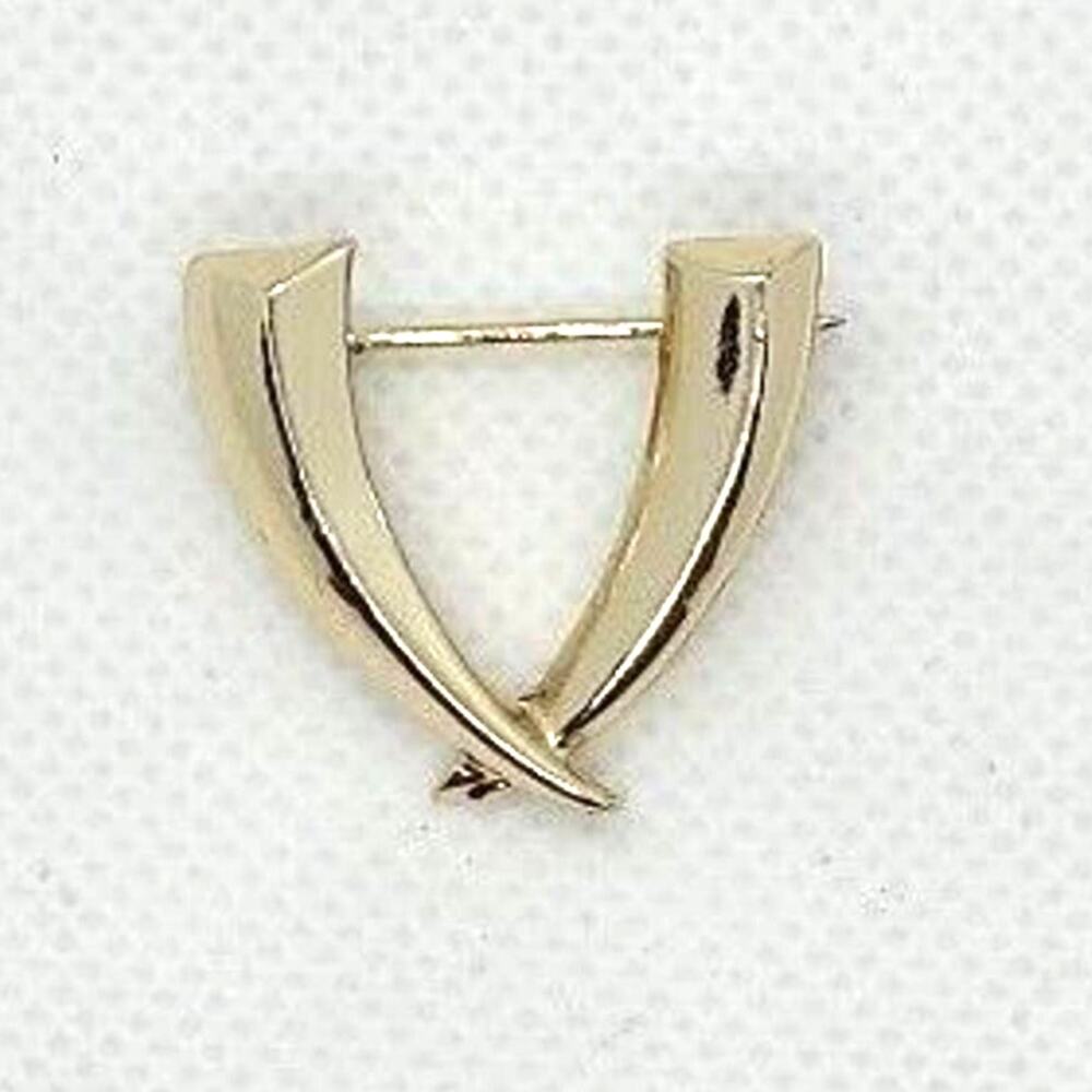 Vintage 1950s Beau Jewels Initial Brooch Pin Letter V Bamboo Gold Tone Asian